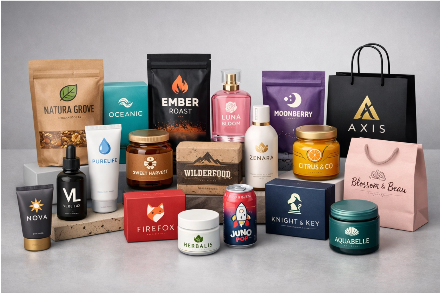 5 mẫu thiết kế logo sản phẩm trên chai lọ, bao bì, hộp giấy chuyên nghiệp