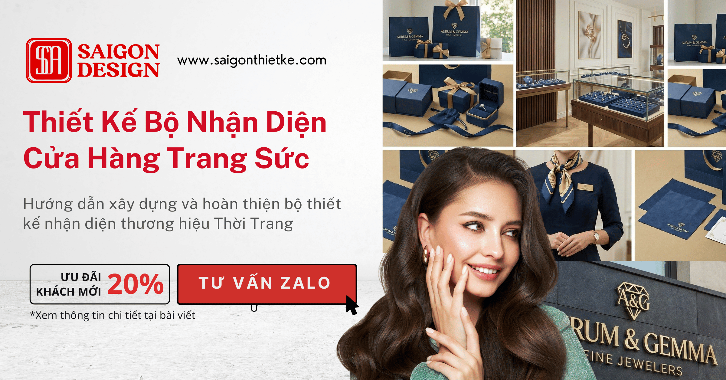Thiết kế nhận diện thương hiệu cửa hàng trang sức vàng bạc đá quý