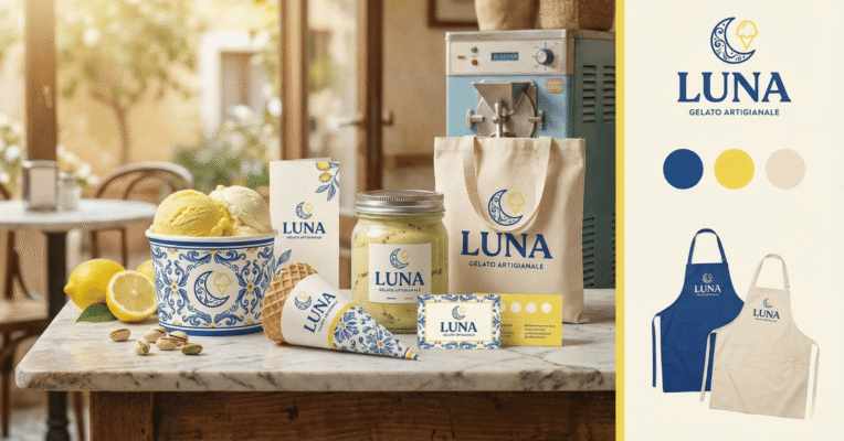 Thiết kế logo quán kem Ý