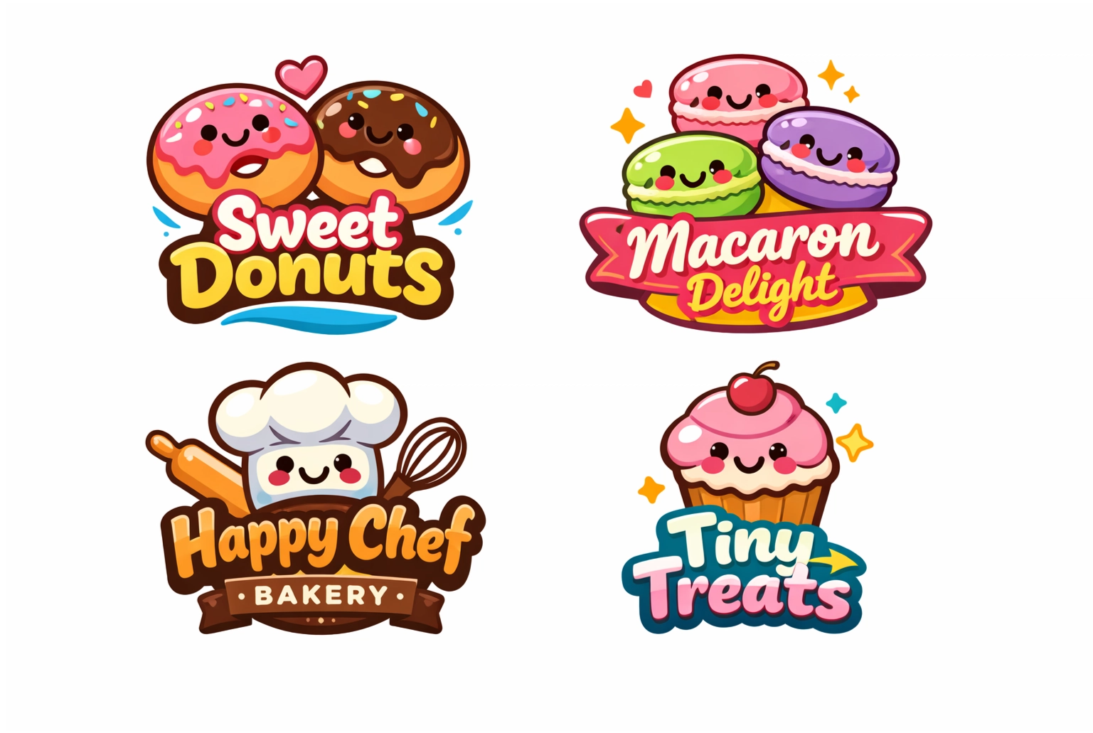 Logo tiệm bánh phong cách đáng yêu, dễ thương, tinh nghịch