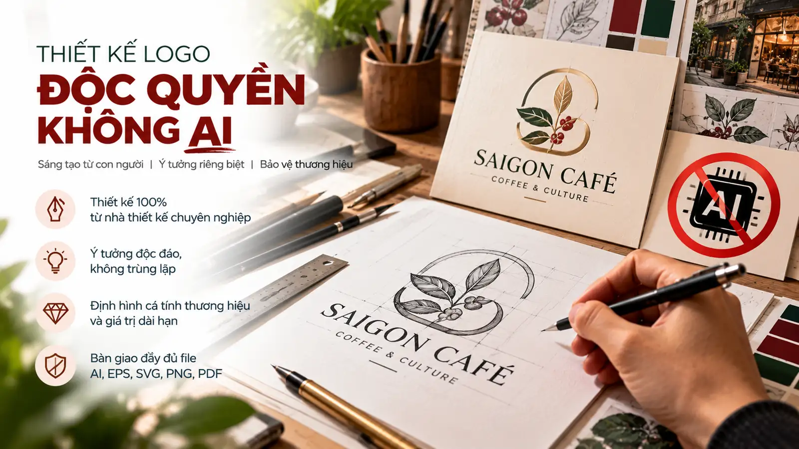 thiết kế logo độc quyền không AI
