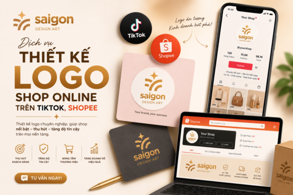 Thiết kế logo shop online Shopee, Tiktok