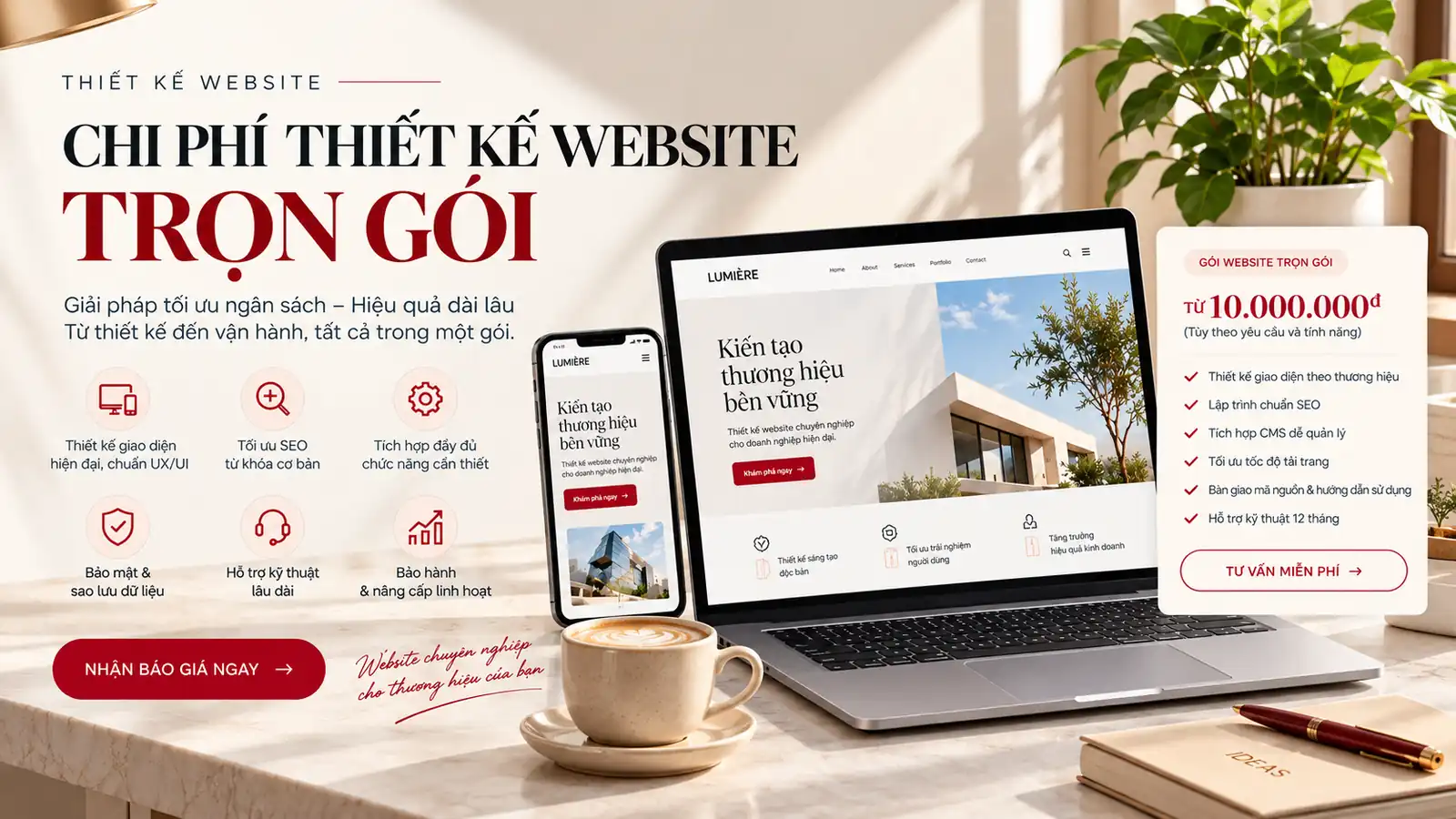 chi phí thiết kế website trọn gói