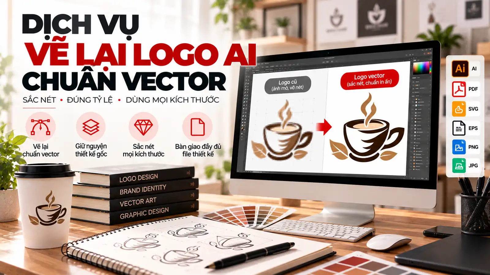 Dịch vụ vẽ lại logo AI chuẩn vector